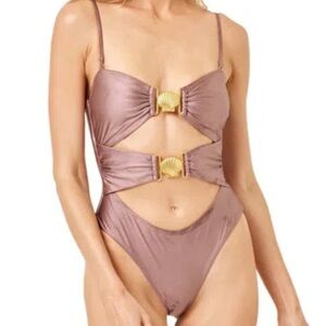 L*Space Mauve One Piece with Gold seashell accents
